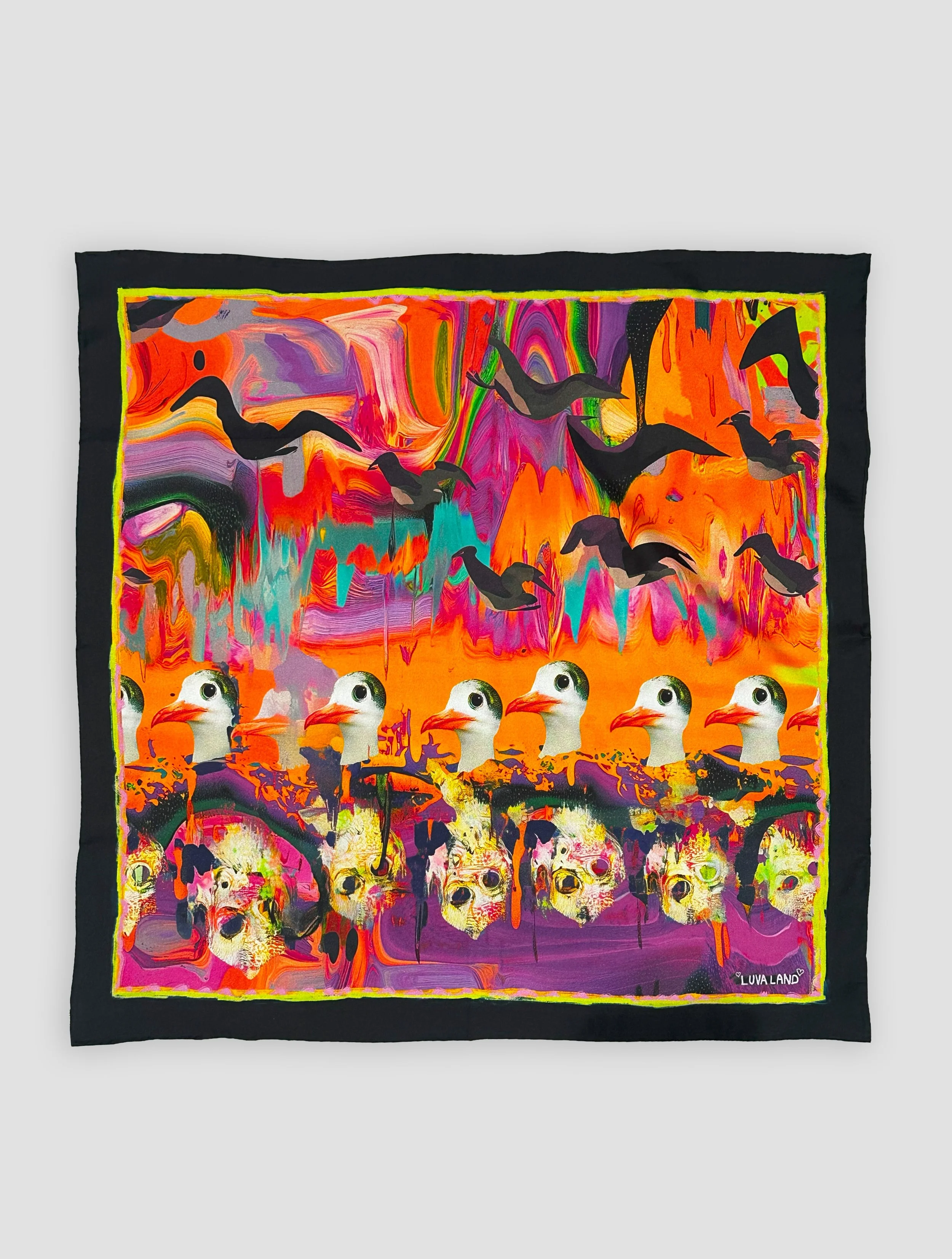 Flight of Fragments silk scarf flat