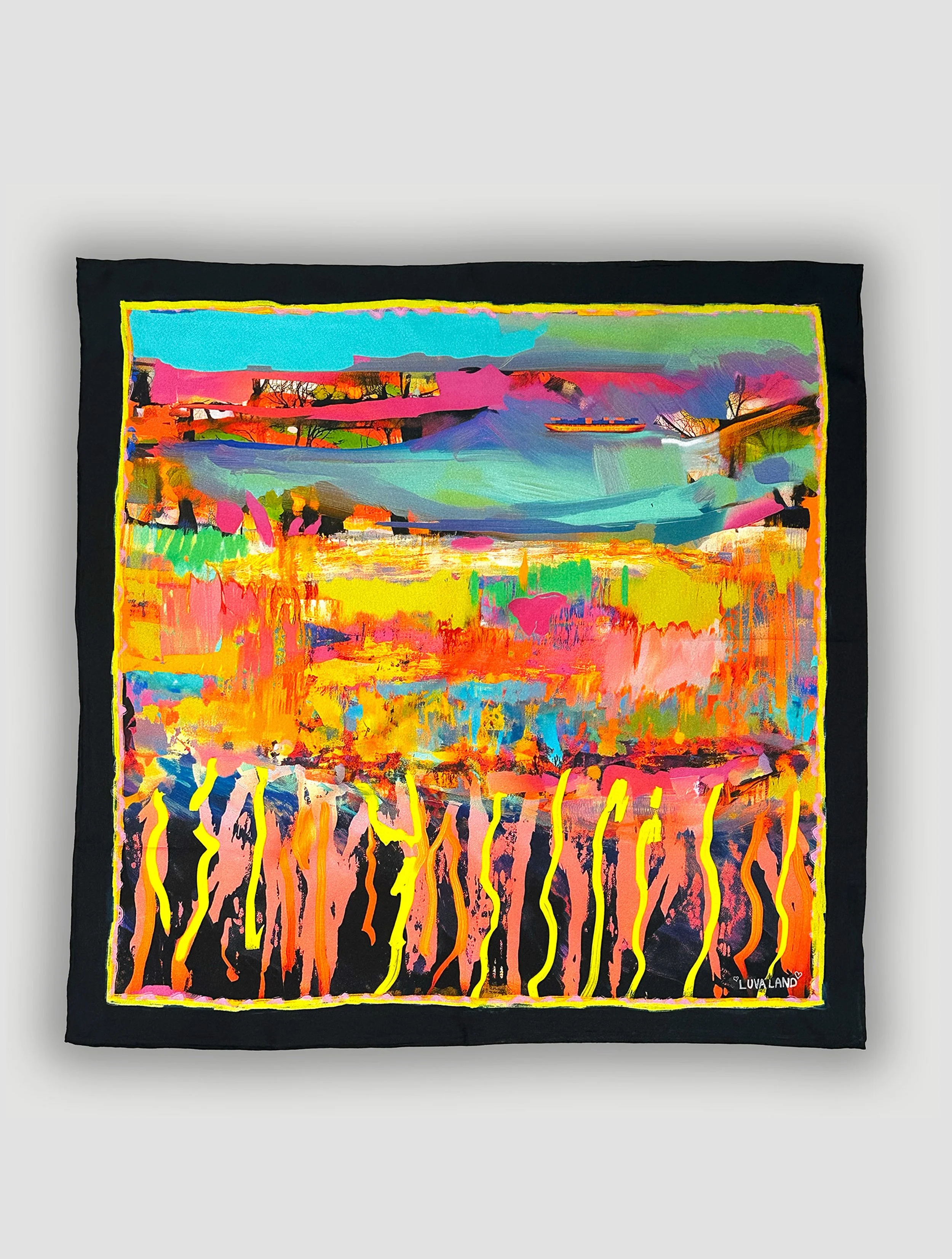 Shifting Landscape silk scarf flat